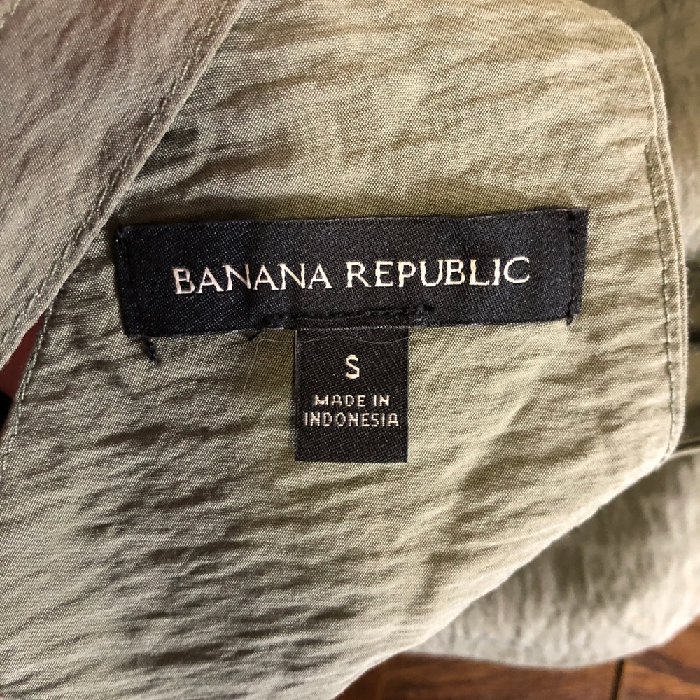 Banana Republic Womens Satin Sleeveless Shift Dress Size‎ S Green Work Office - Picture 6 of 10